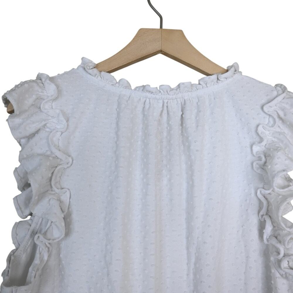 J. Crew Women's XL V-Neck Ruffle Cap Sleeve Clip-Dot Blouse - Picture 5 of 9